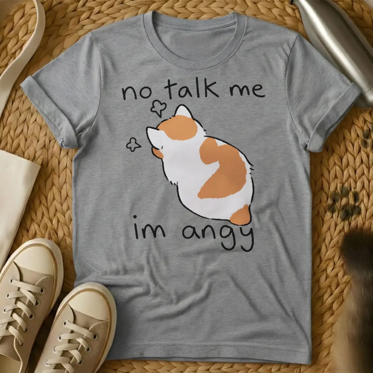 No Talk Me Im Angy Shirt - Gray Cat T-Shirt