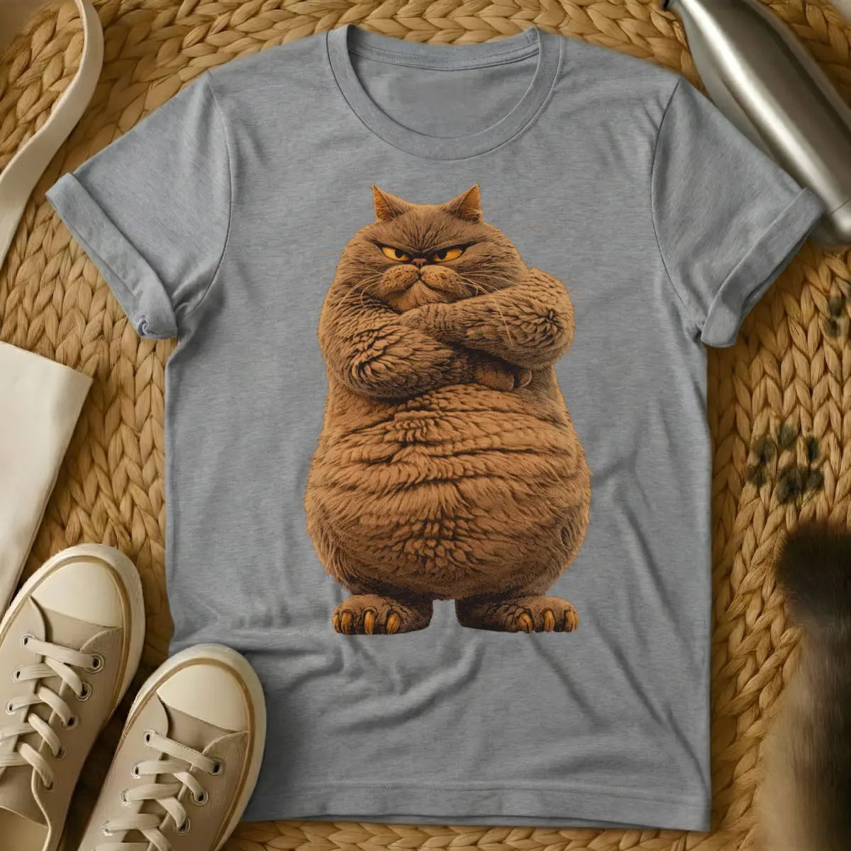 Funny Tough Cat Tee - Gray Cat T-Shirt