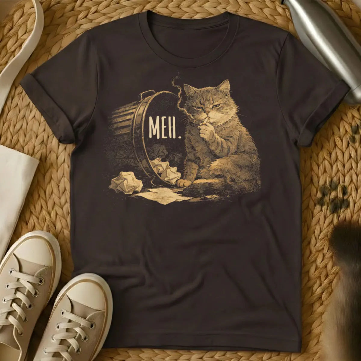 Funny Trash Cat Tee - Dark Chocolate Cat T-Shirt