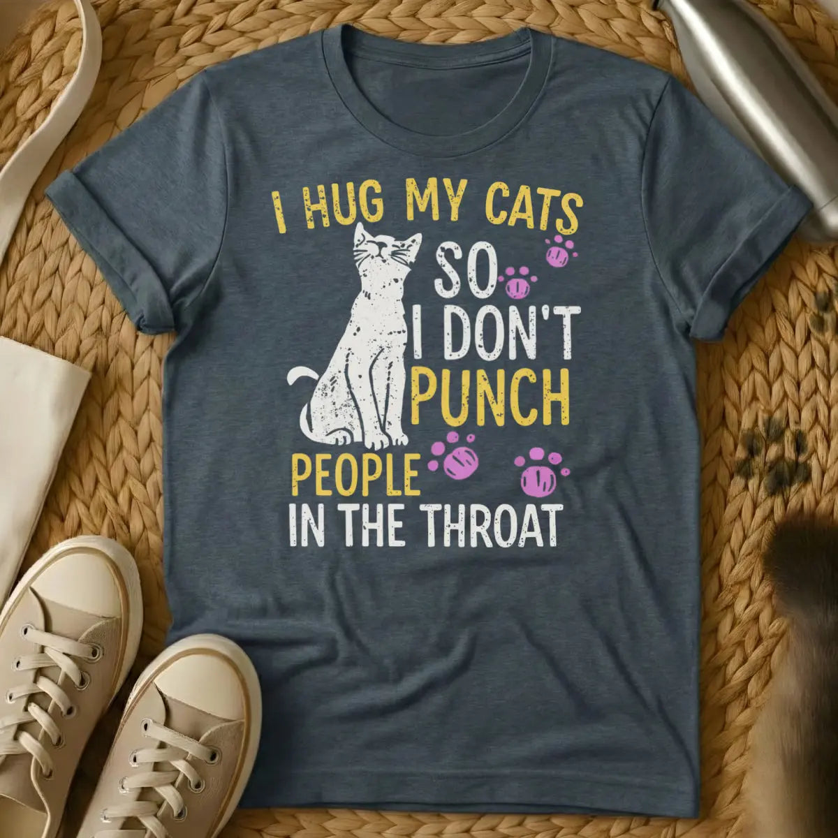 I Hug My Cats Shirt - Dark Heather Cat T-Shirt