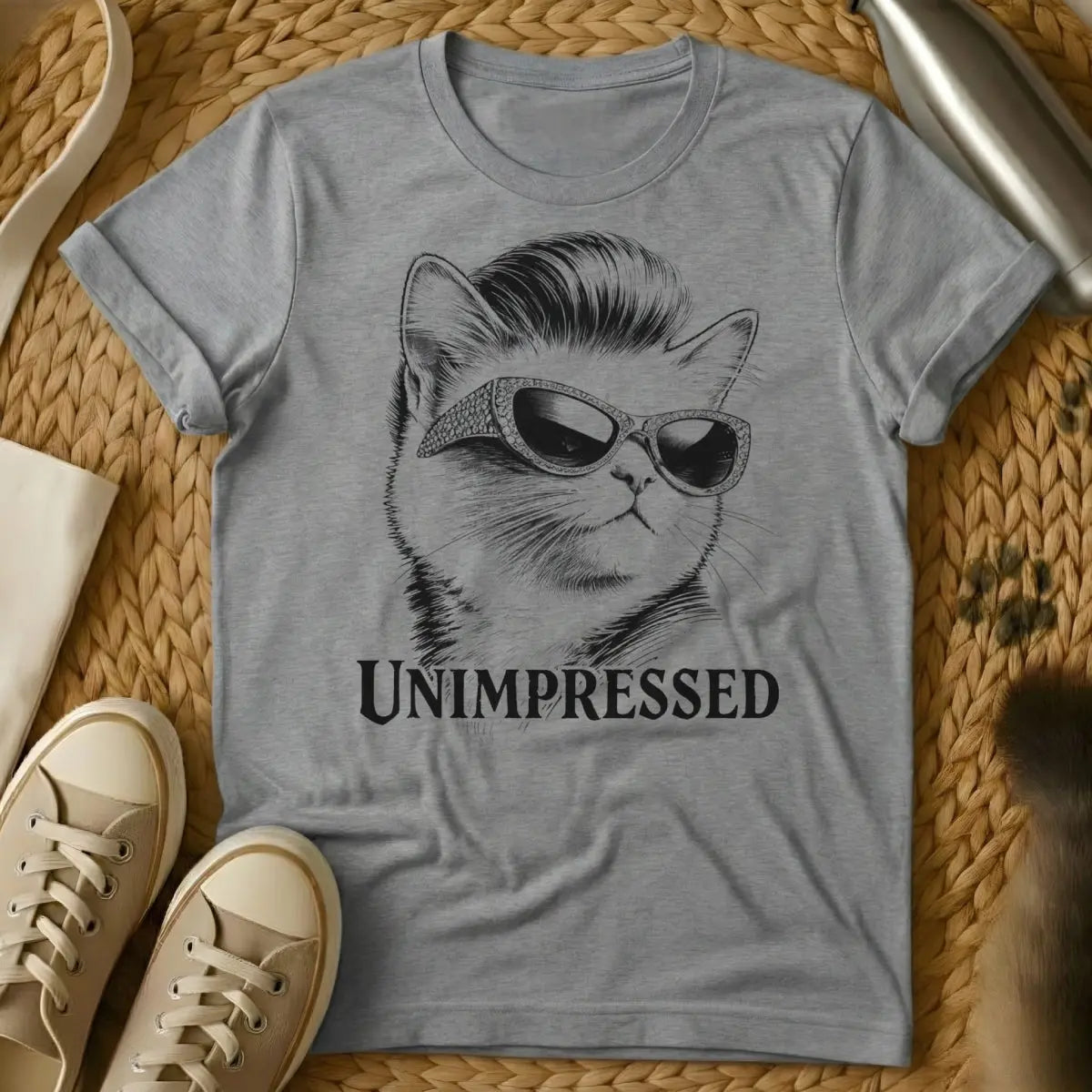 Rockabilly Cat Tee - Gray Cat T-Shirt