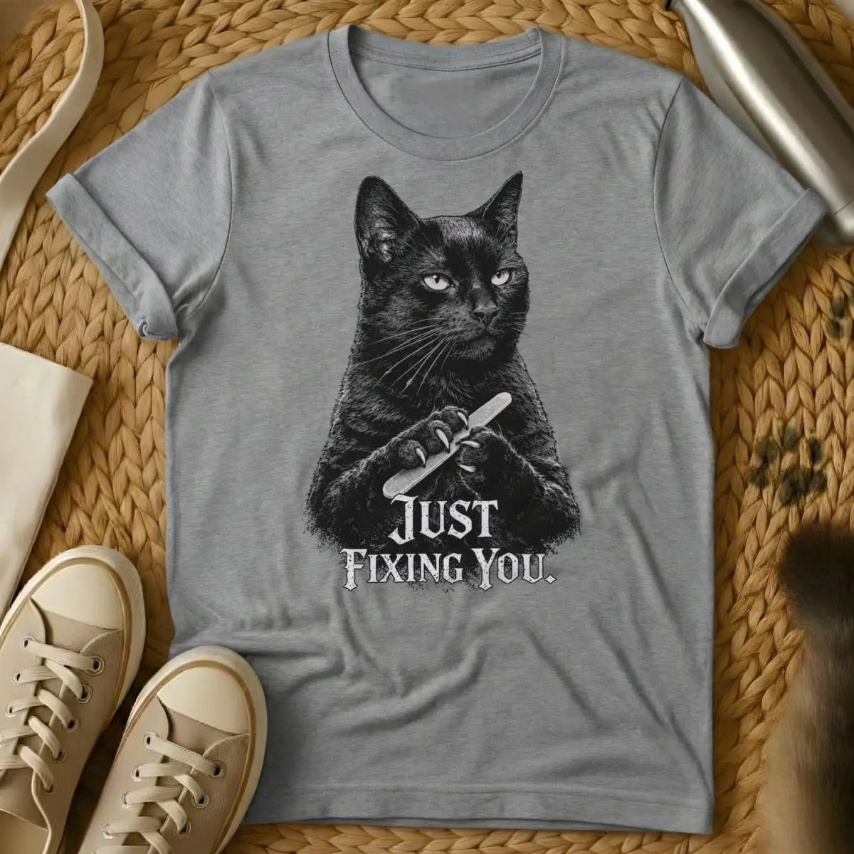 Murder Mittens Tee - Gray Cat T-Shirt