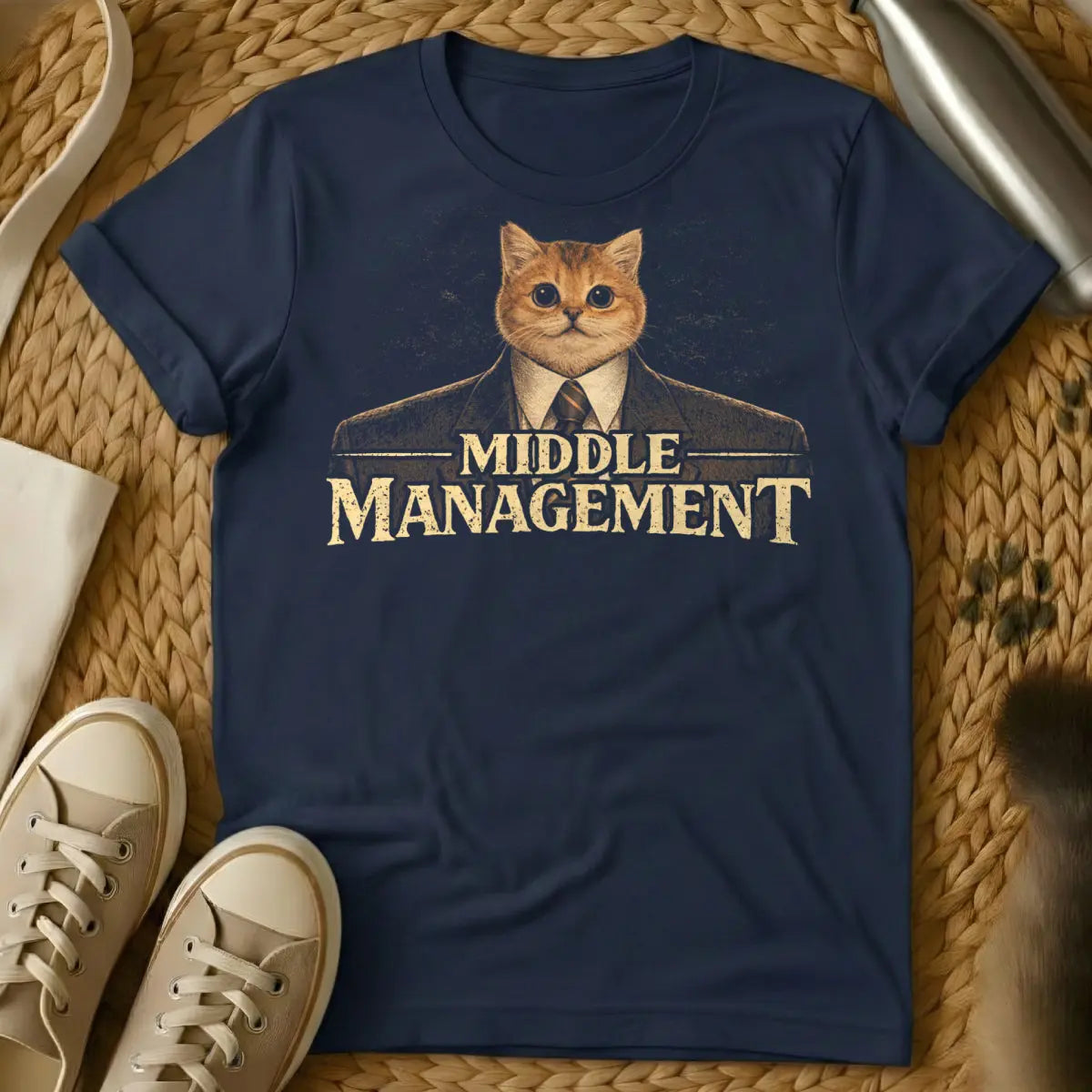 Middle Management Shirt - Navy Cat T-Shirt