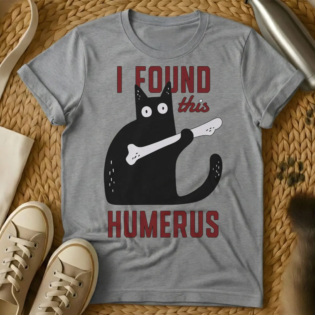 I Found This Humerus Cat Shirt - Gray Cat T-Shirt