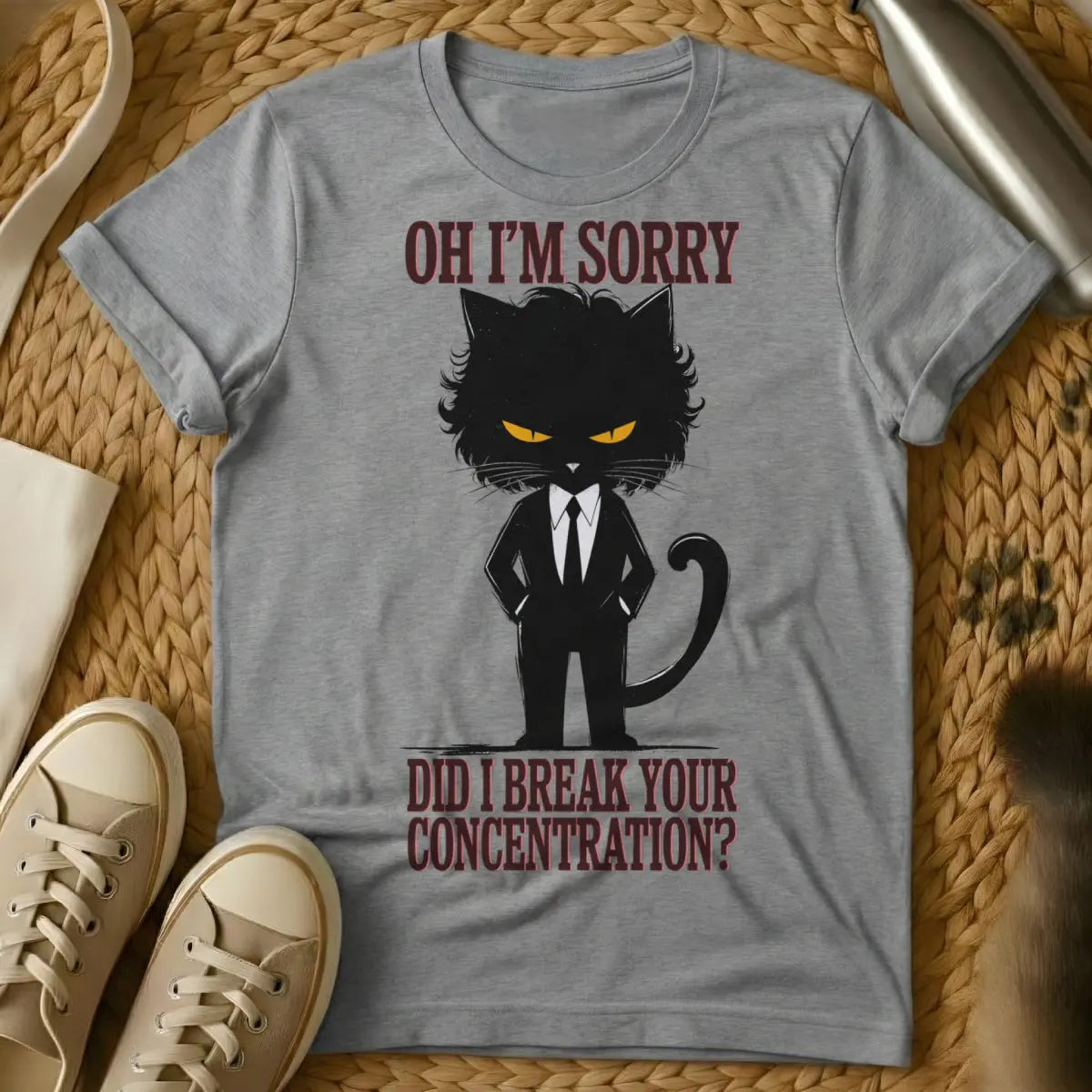 Pulp Fiction Cat T-Shirt - Gray Cat T-Shirt
