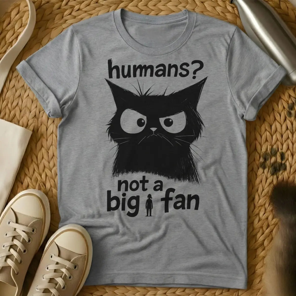 Humans Shirt - Gray Cat T-Shirt