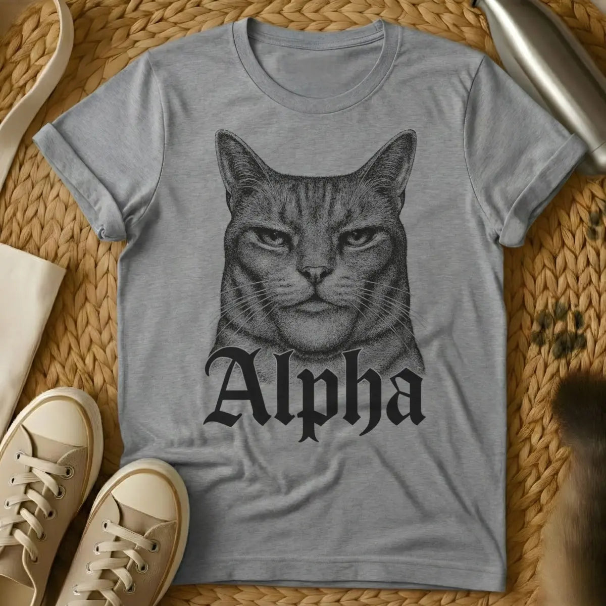 Alpha Cat Shirt - Gray T-Shirt - cat royalty humor, feline overlord, household hierarchy cat
