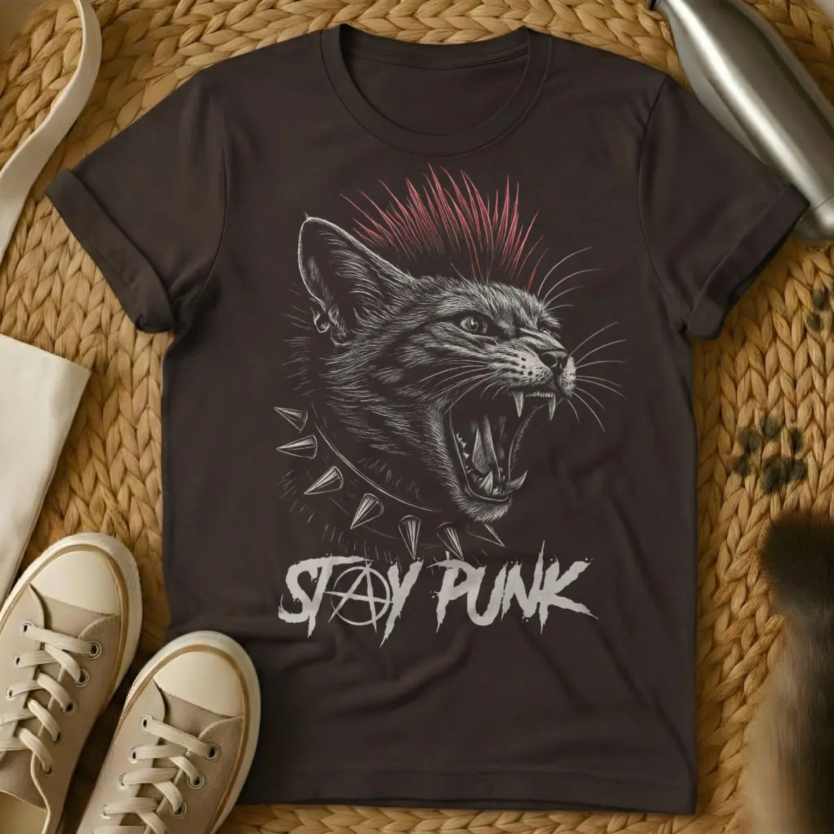 Stay Punk Cat Shirt - Dark Chocolate Cat T-Shirt