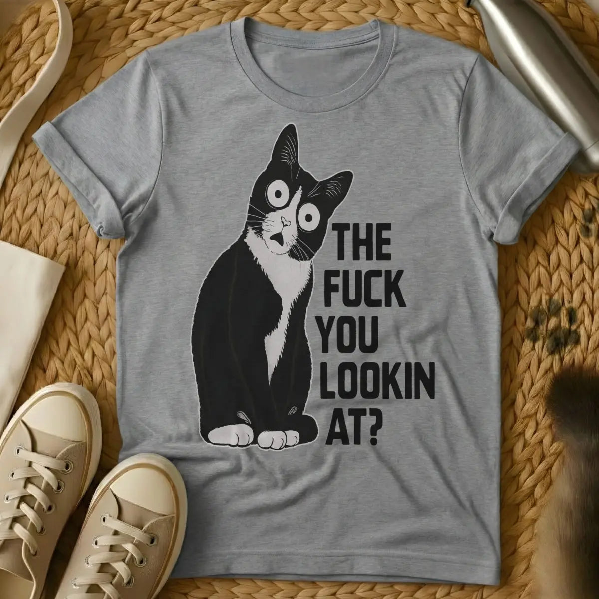 Looking at Cat Shirt - Gray Cat T-Shirt