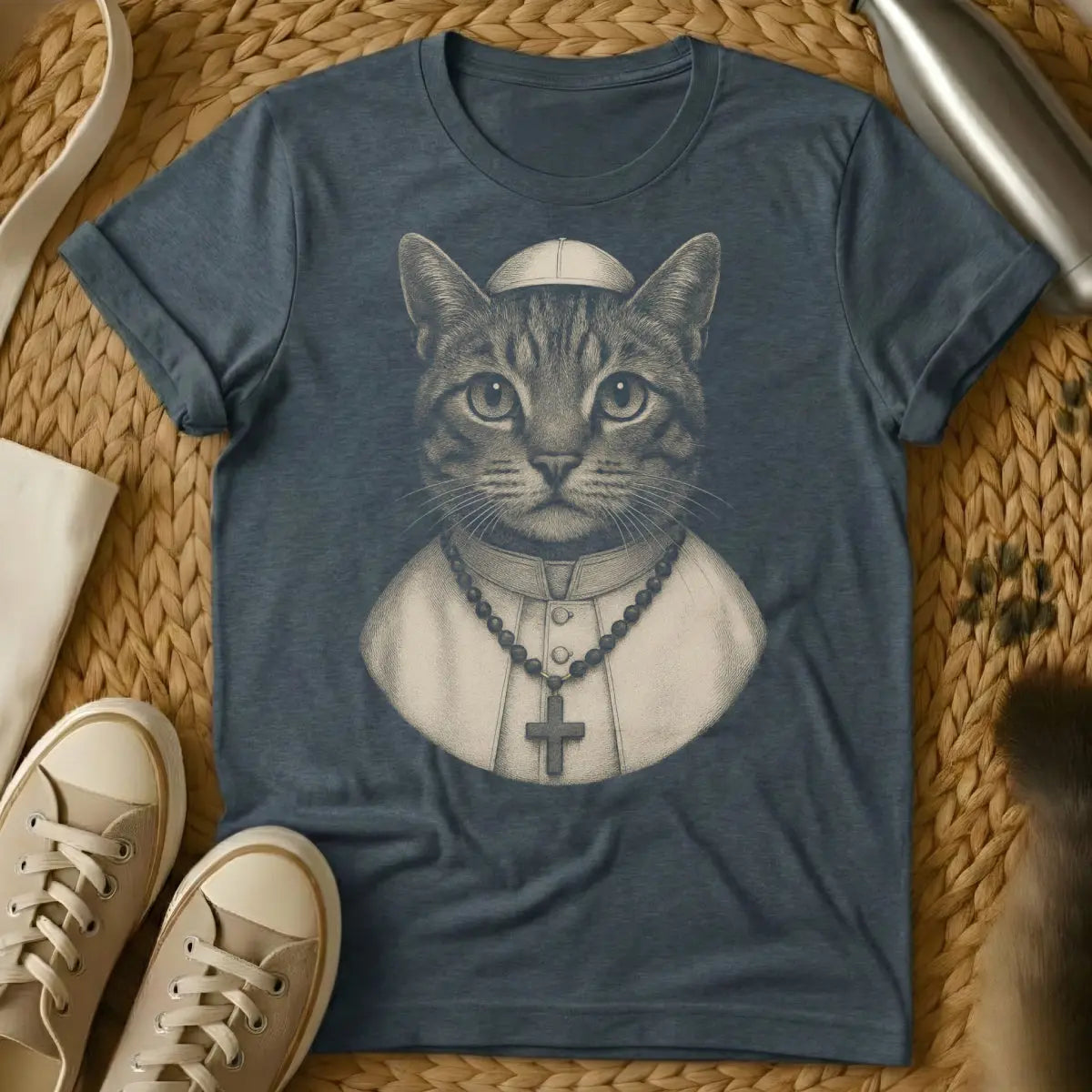 Pope Tee - Dark Heather Cat T-Shirt