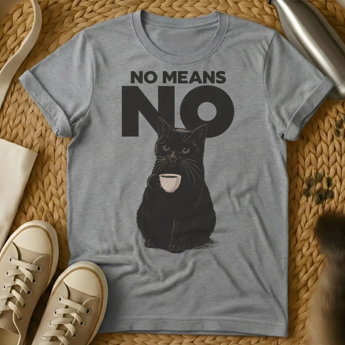 No Means No Shirt - Gray Cat T-Shirt