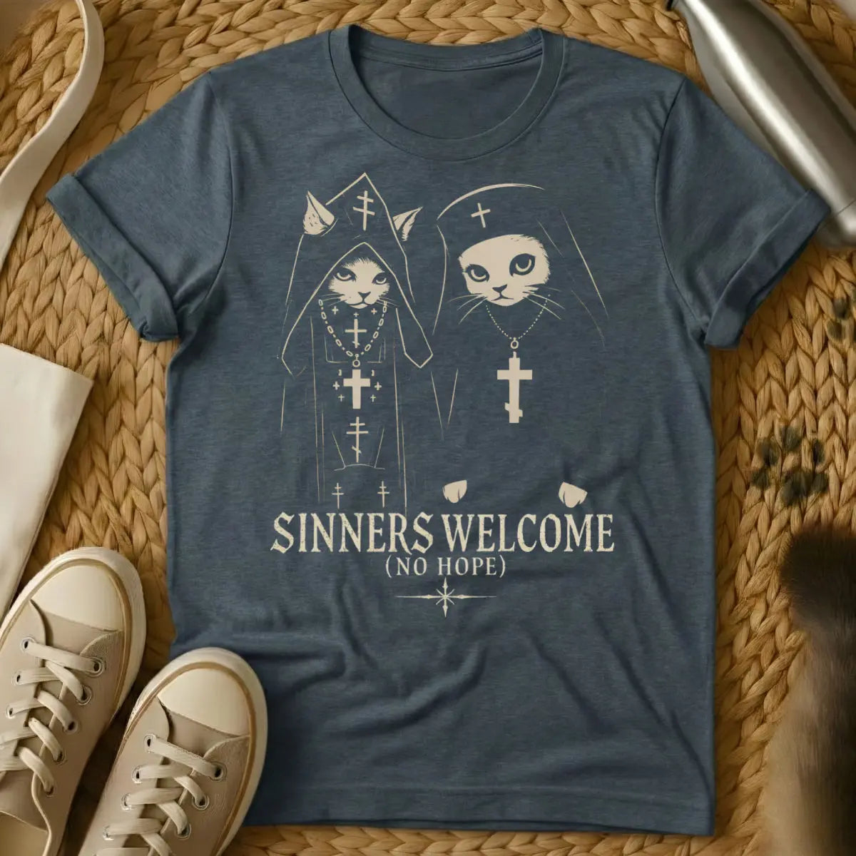Sinners Cat Shirt - Dark Heather Cat T-Shirt