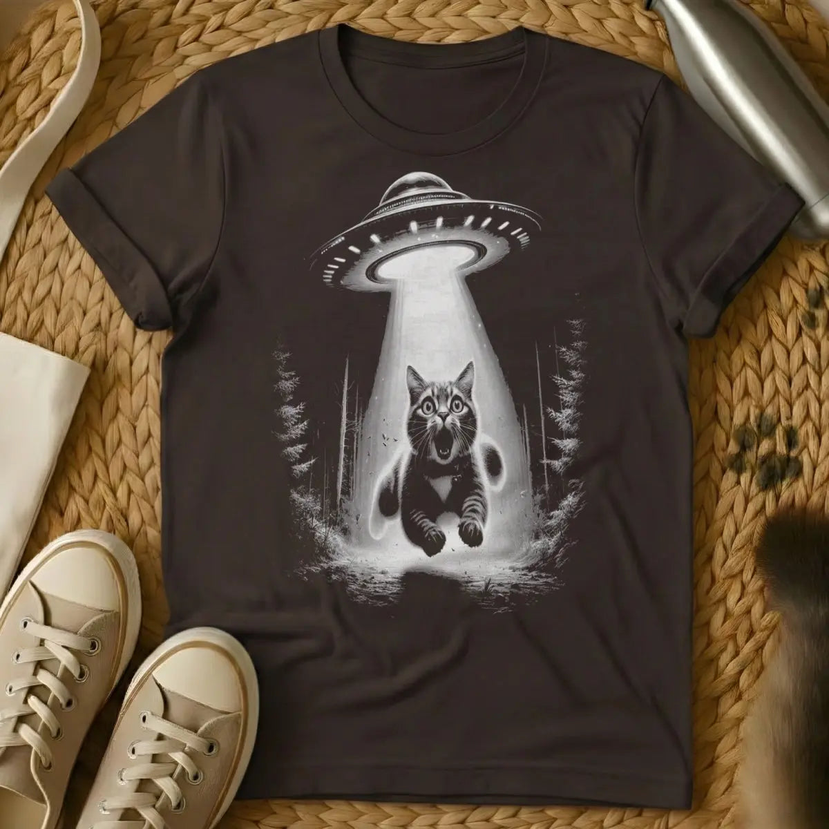 UFO Cat Shirt - Dark Chocolate Cat T-Shirt