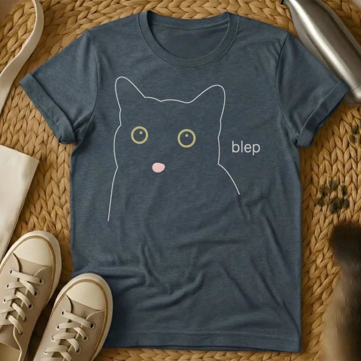Blep Cat Shirt - Dark Heather T-Shirt - accidental cuteness, blepcore, cat behavior humor