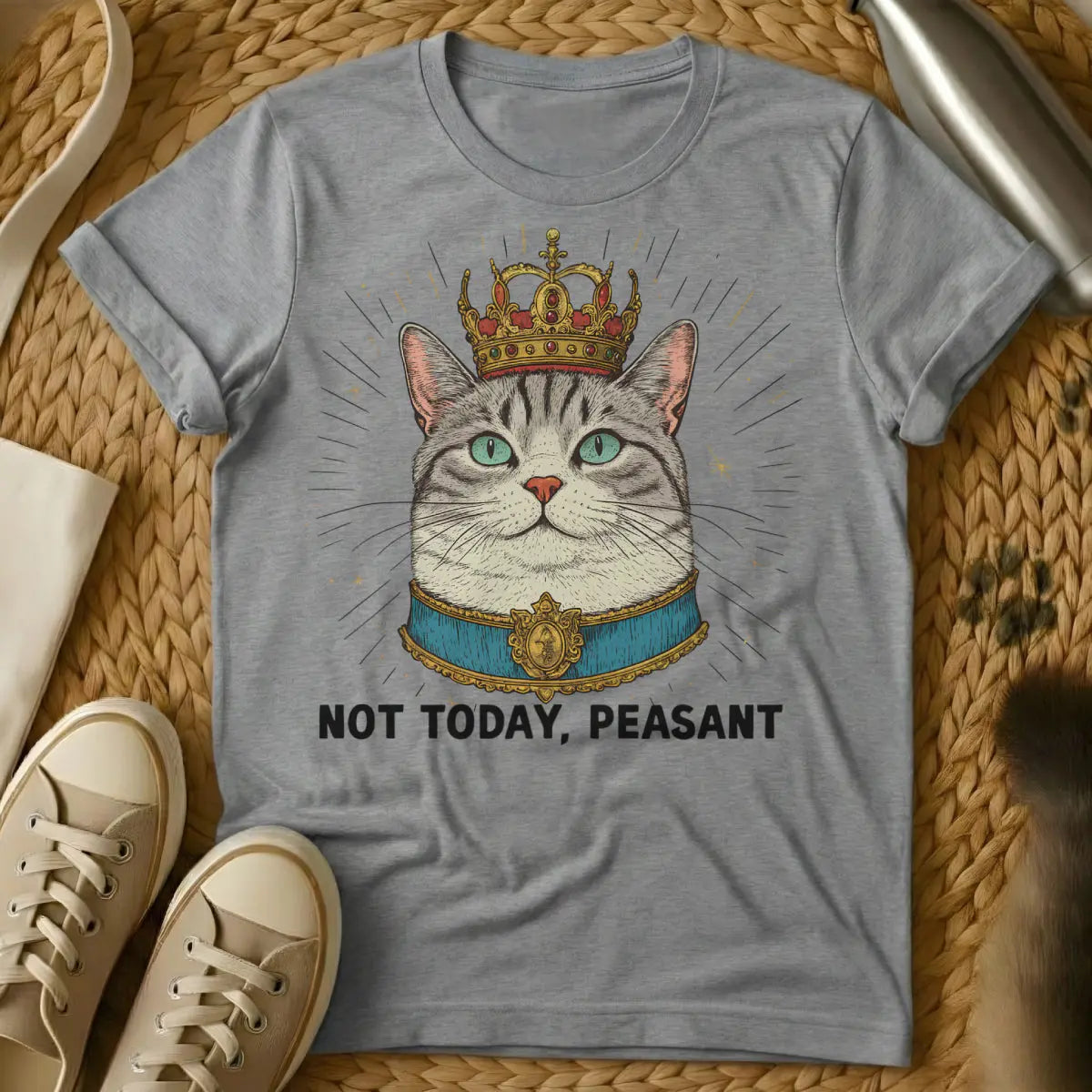 Cat Peasant Shirt - Gray T-Shirt - cat overlord, feline feudalism, human staff uniform