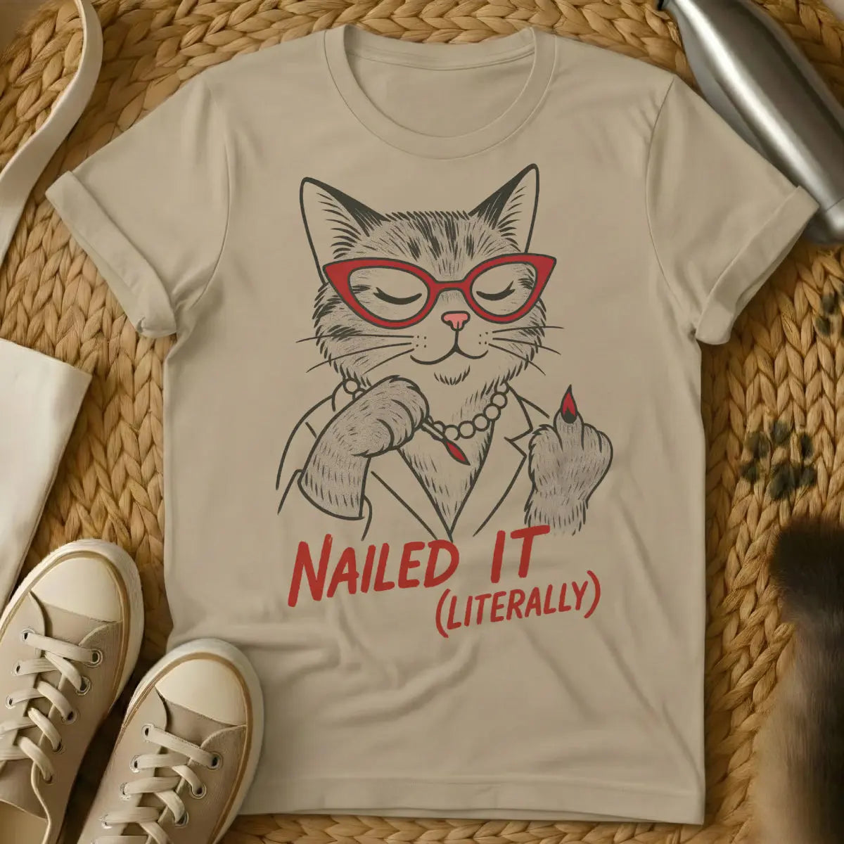 Nailed It Cat Shirt - Sand Cat T-Shirt