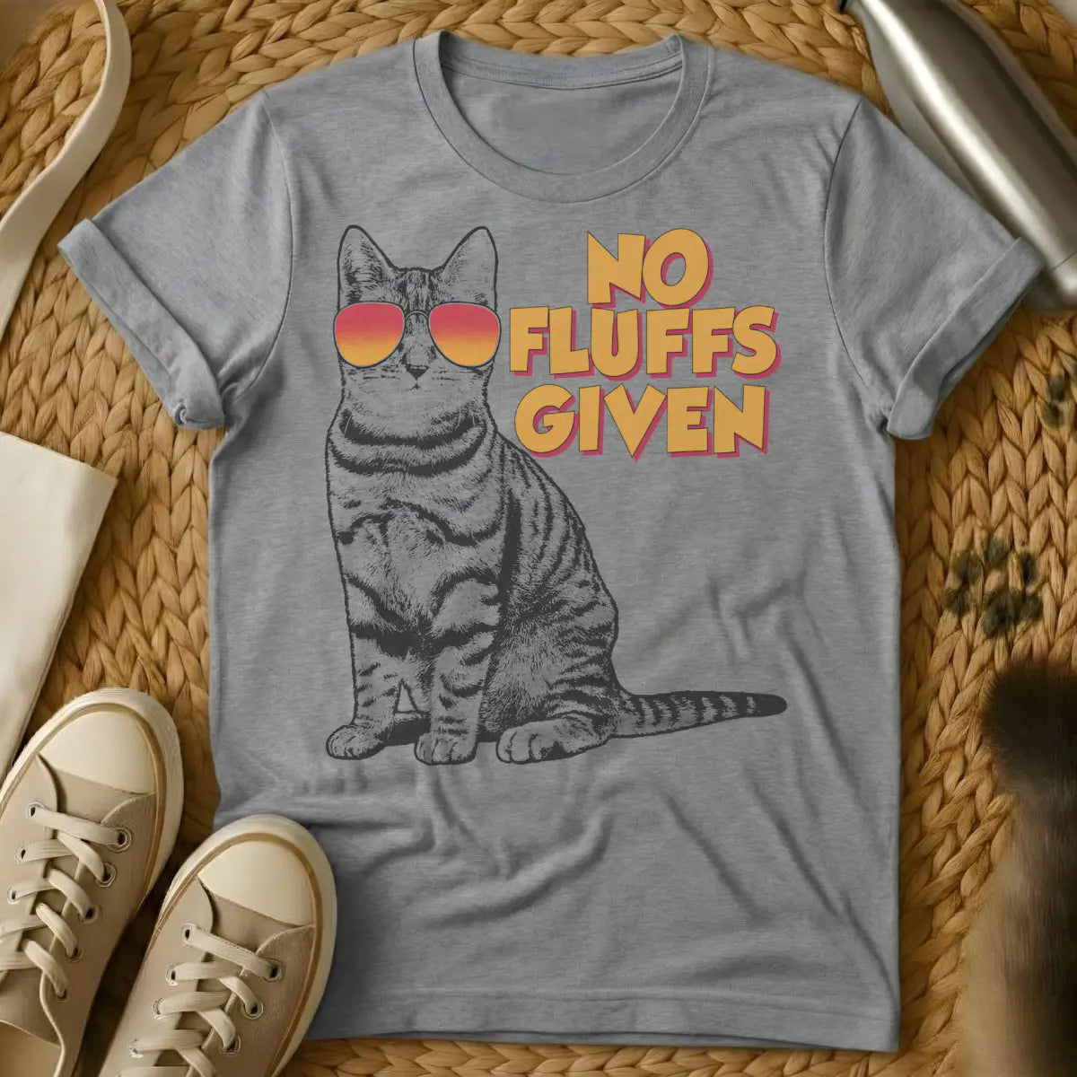 No Fluffs Given Shirt - Gray Cat T-Shirt