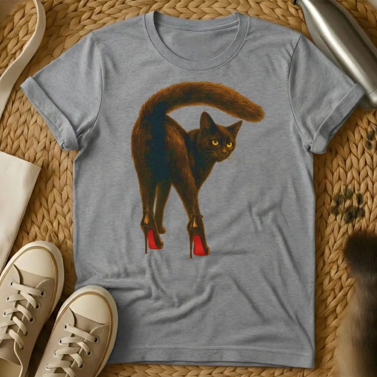 High Heels Cat Shirt - Gray Cat T-Shirt