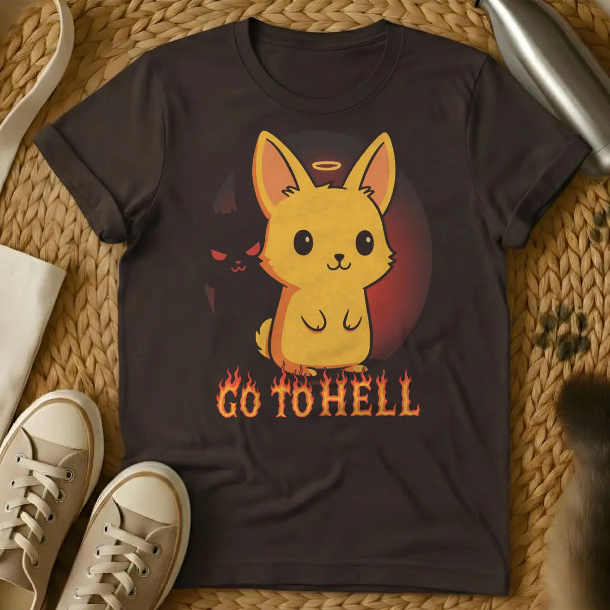 Go to Hell Cat Shirt - Dark Chocolate Cat T-Shirt