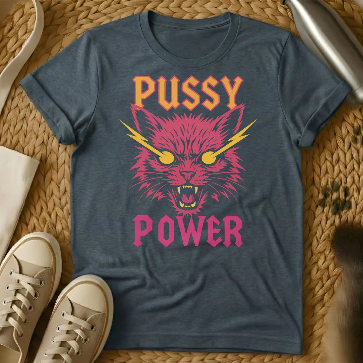 Pussy Power Cat Shirt - Dark Heather Cat T-Shirt