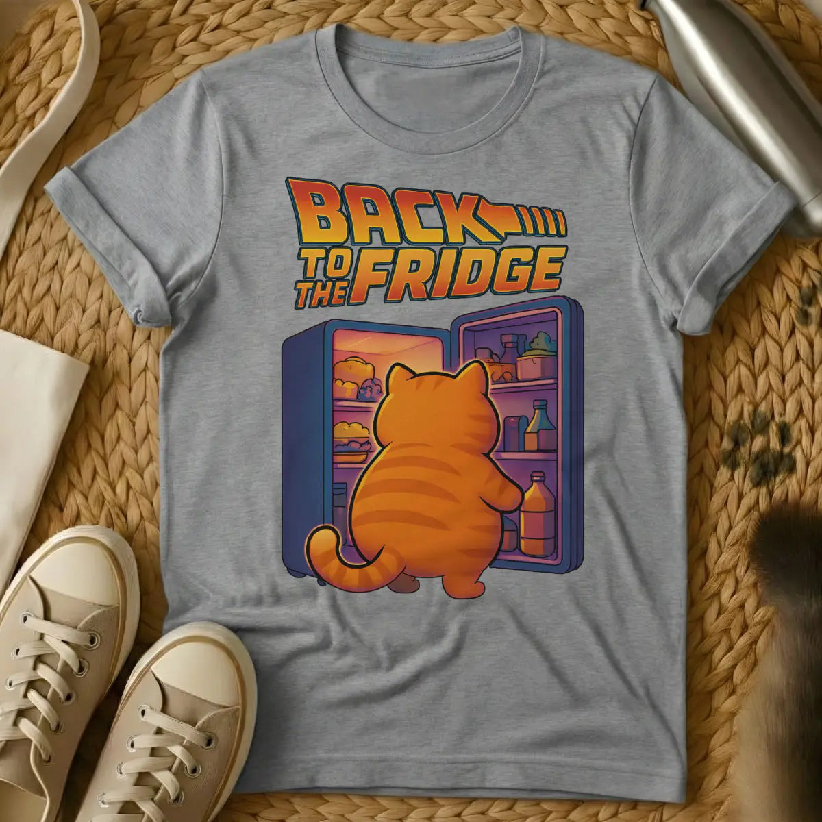 Back to the Future Cat Shirt - Gray T-Shirt - 80s sci-fi humor, delorean meme, doc brown quote parody
