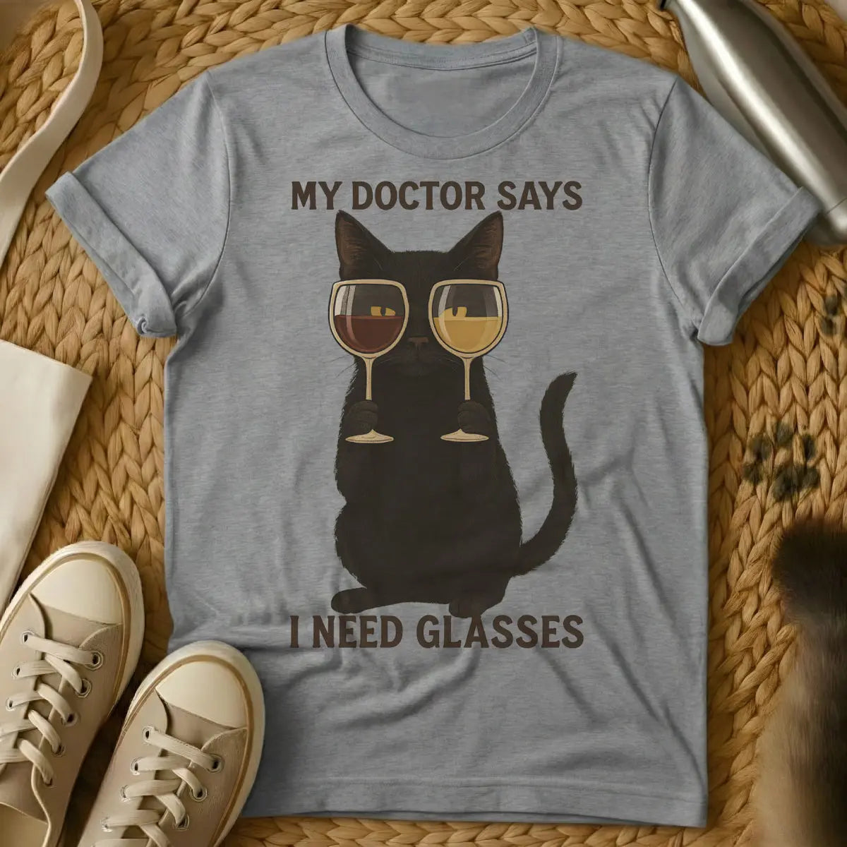 Glasses Cat Shirt - Gray Cat T-Shirt