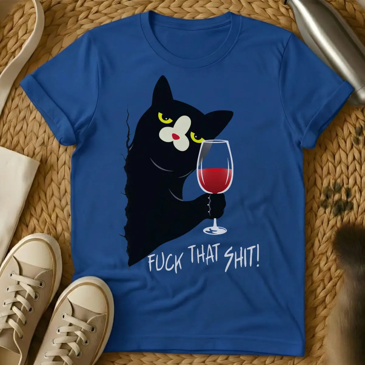 Chill Cat Shirt - Blue T-Shirt - aspirational laziness, cat nap culture, feline zen master