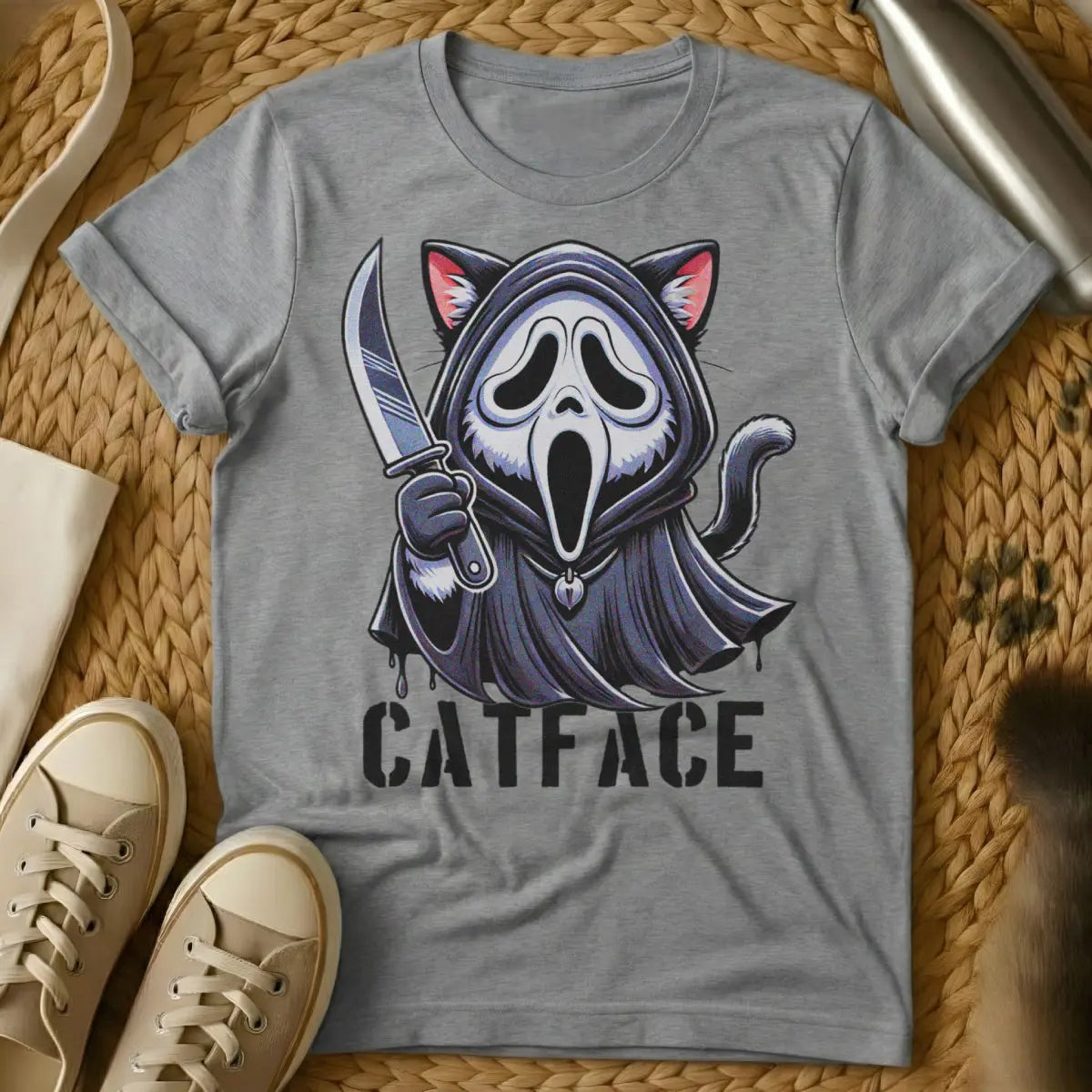 Ghostface Cat Shirt - Gray Cat T-Shirt