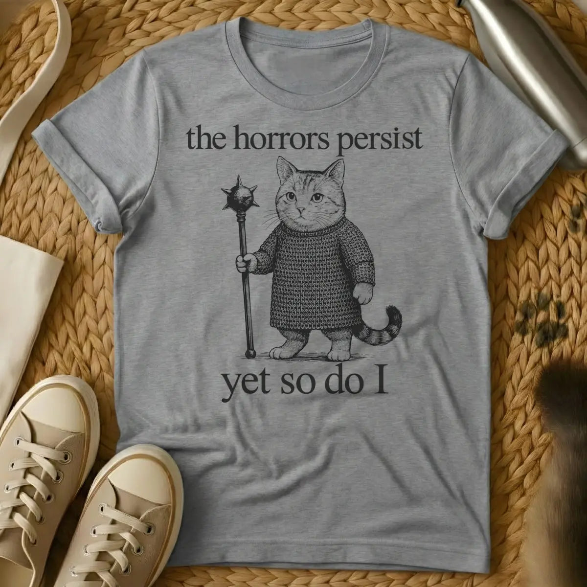 The Horrors Persist Shirt - Gray Cat T-Shirt