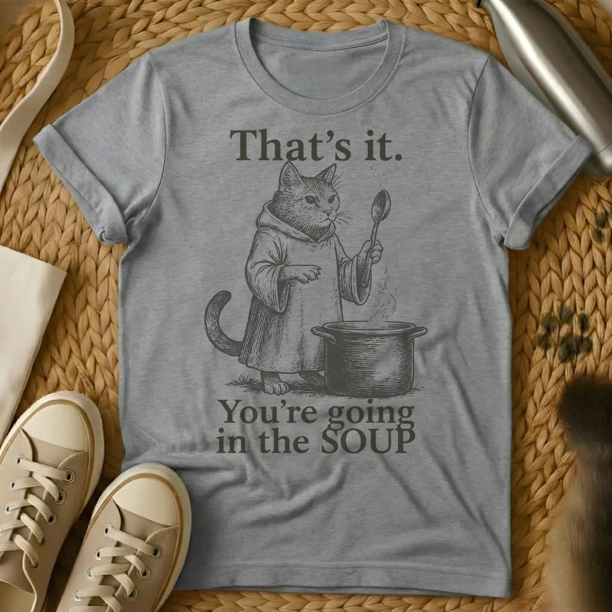 Soup Cat Shirt - Gray Cat T-Shirt