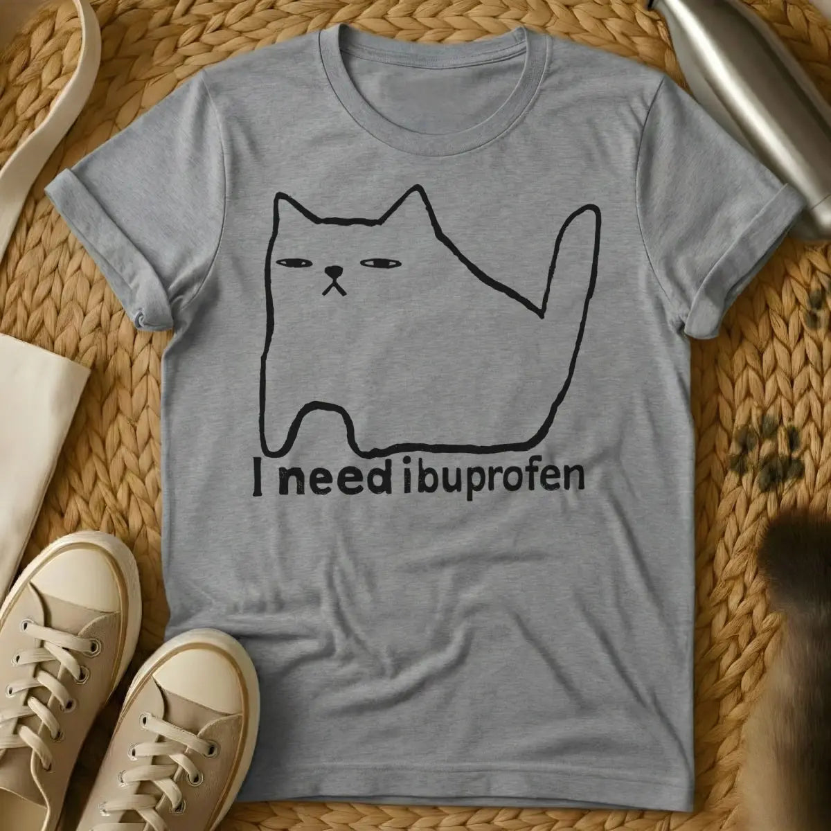 Ibuprofen Cat Shirt - Gray Cat T-Shirt