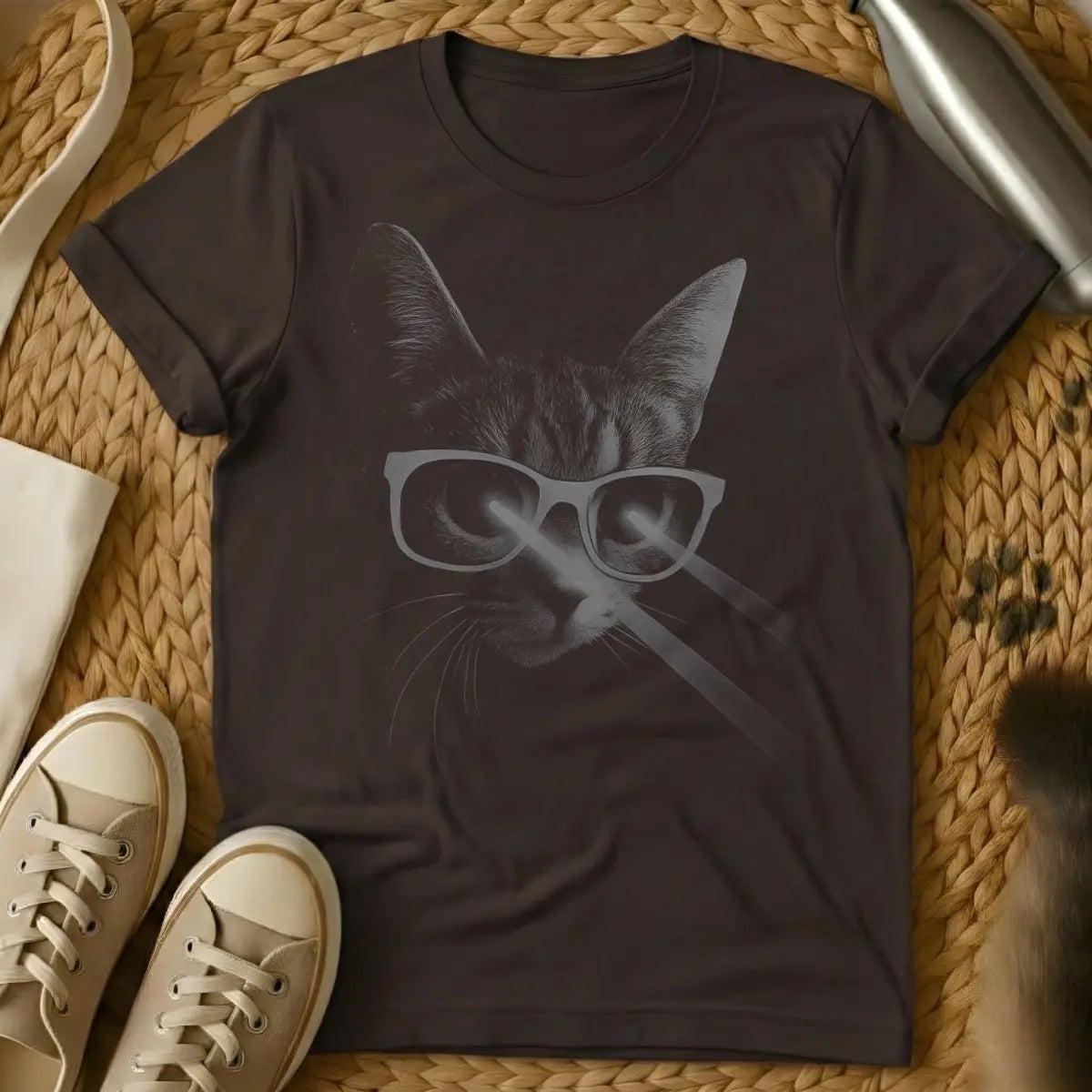 Laser Eyes Cat Shirt - Dark Chocolate Cat T-Shirt