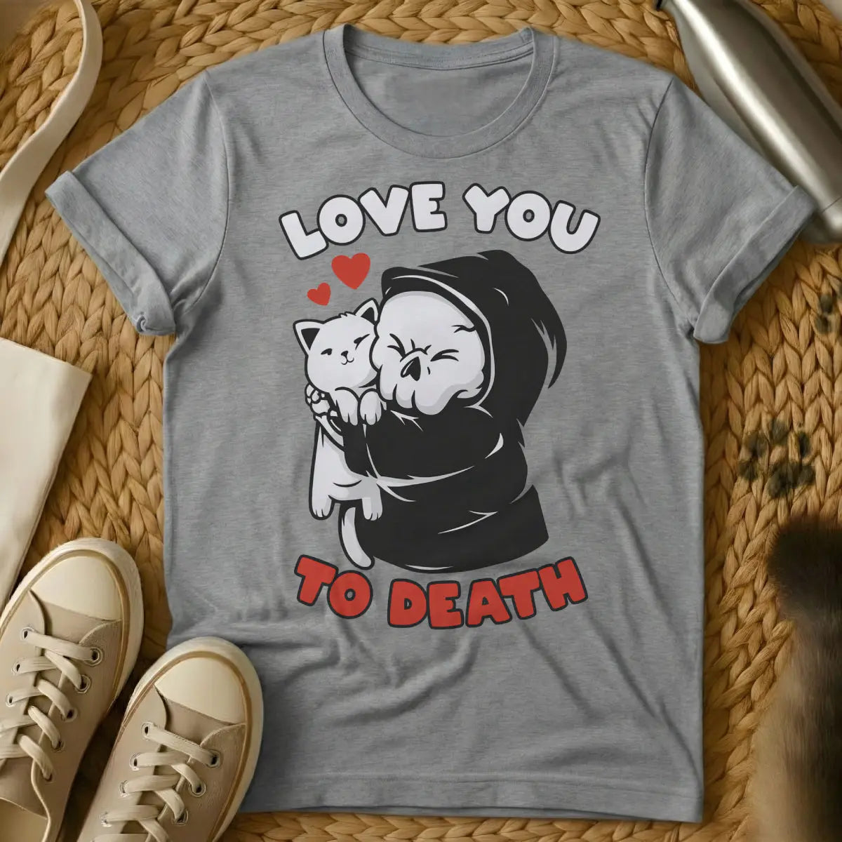 Love You to Death Cat Shirt - Gray Cat T-Shirt