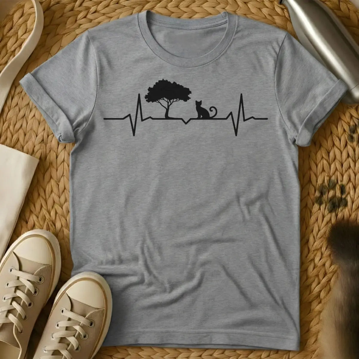 Bonsai Cat Shirt - Gray T-Shirt - bonsai cat humor, cat owner problems, japanese aesthetic parody