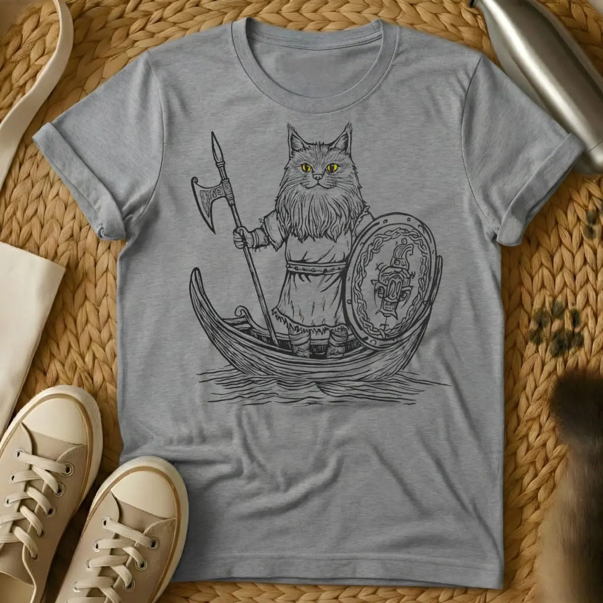 Viking Cat Shirt - Gray Cat T-Shirt