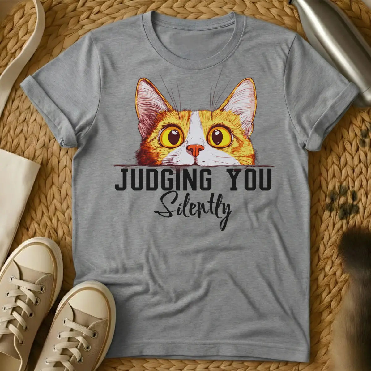 Silently Judging You Cat Tee - Gray Cat T-Shirt