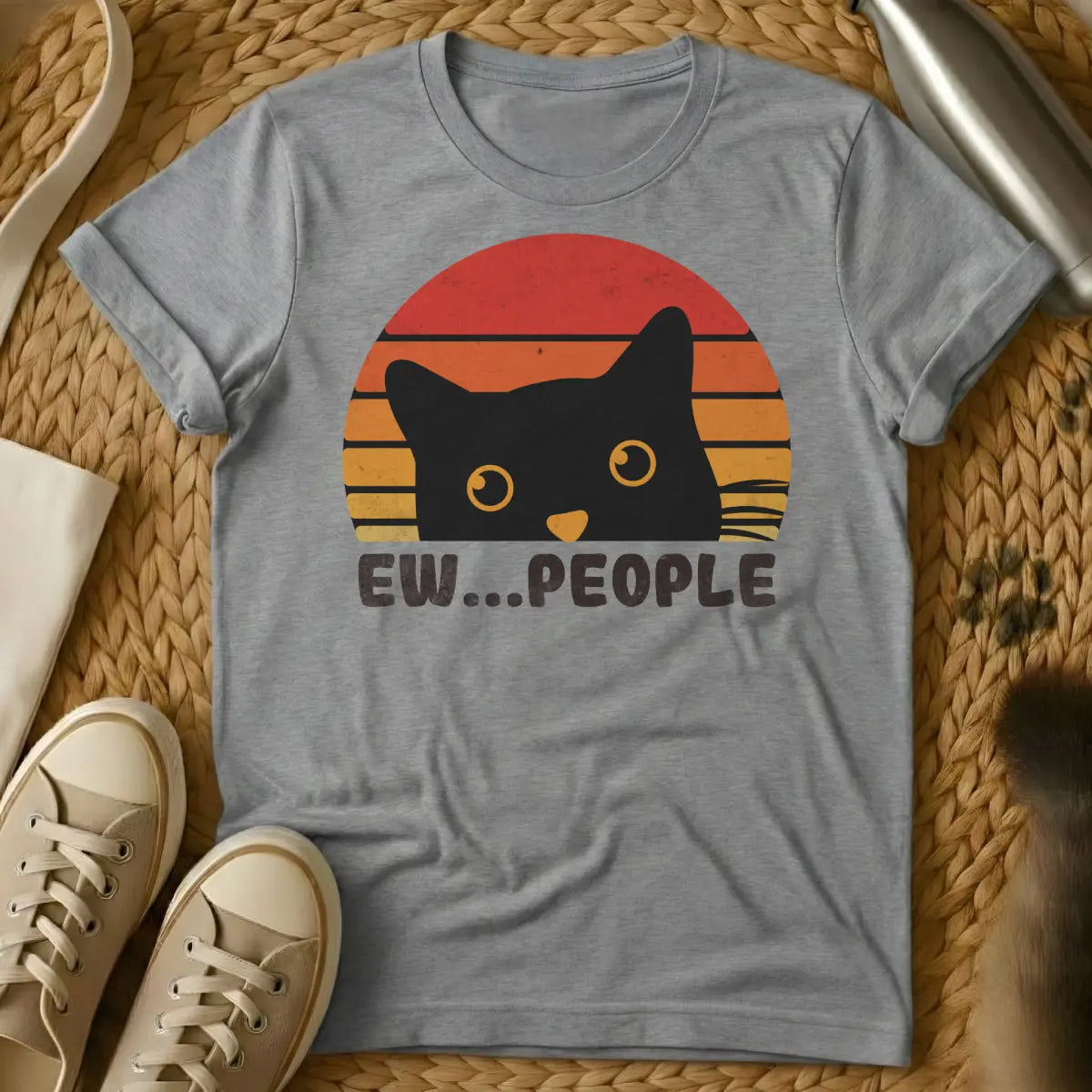 Ew People Cat Shirt - Gray T-Shirt - anti-social club, grumpy cat aesthetic, introvert core