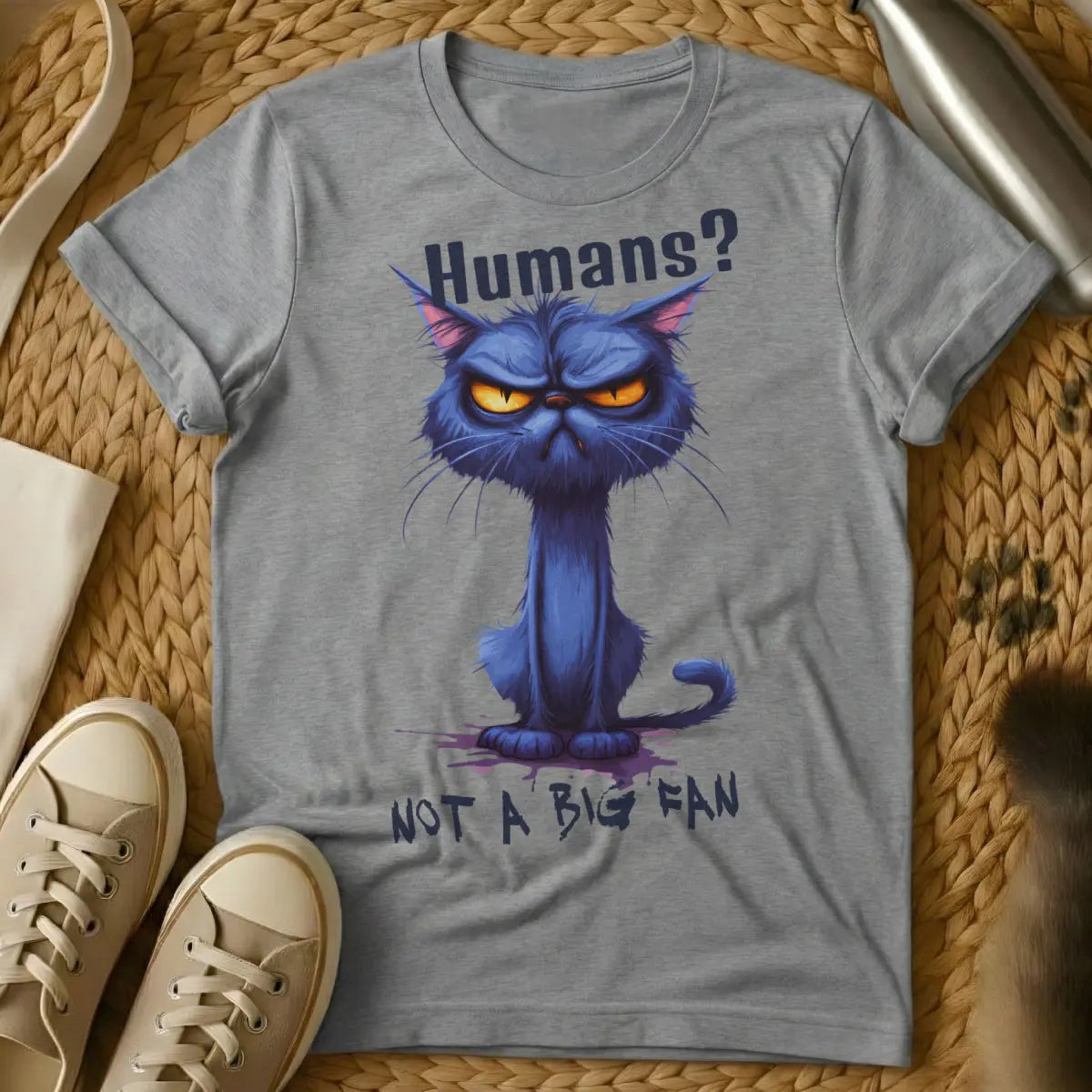 Not a Big Fan Cat Tee - Gray Cat T-Shirt