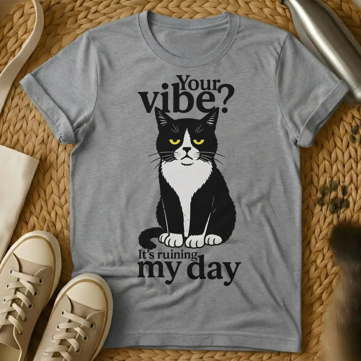 Vibe Cat T-Shirt - Gray Cat T-Shirt