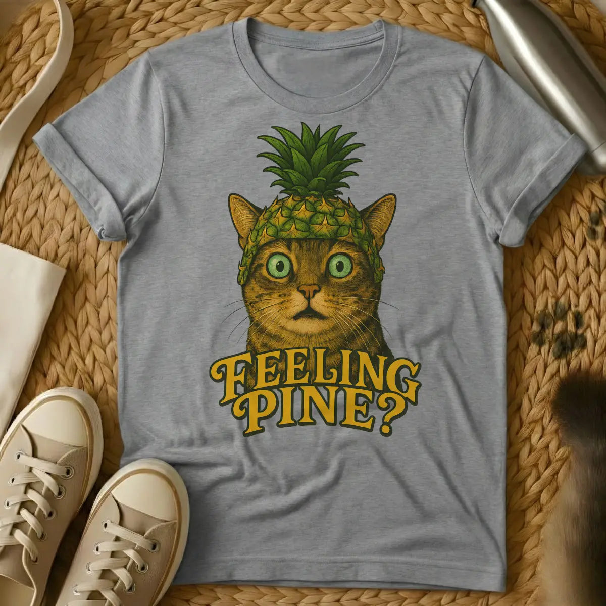 Pineapple Cat T-Shirt - Gray Cat T-Shirt