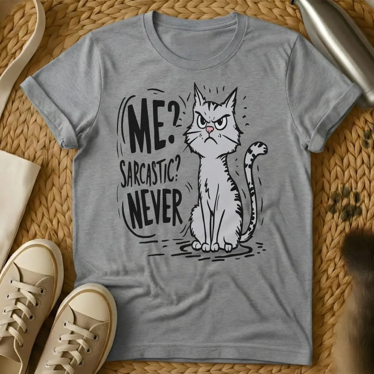 Sarcastic Cat T-Shirt - Gray Cat T-Shirt