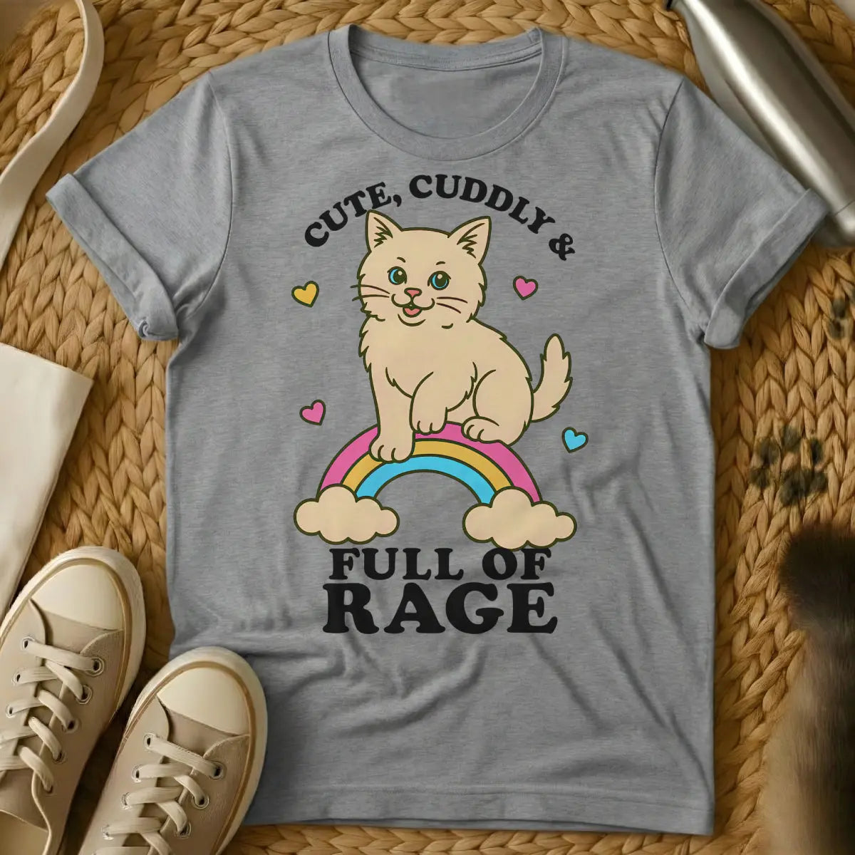 Rage Cat T-Shirt - Gray Cat T-Shirt