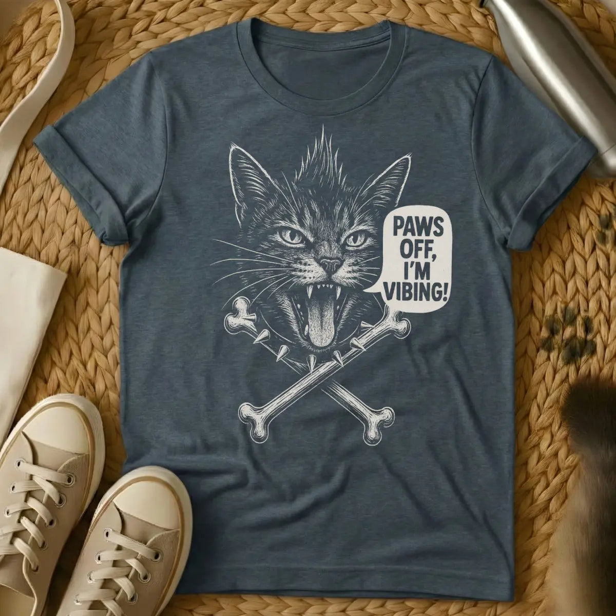 Punk Cat Shirt - Dark Heather Cat T-Shirt