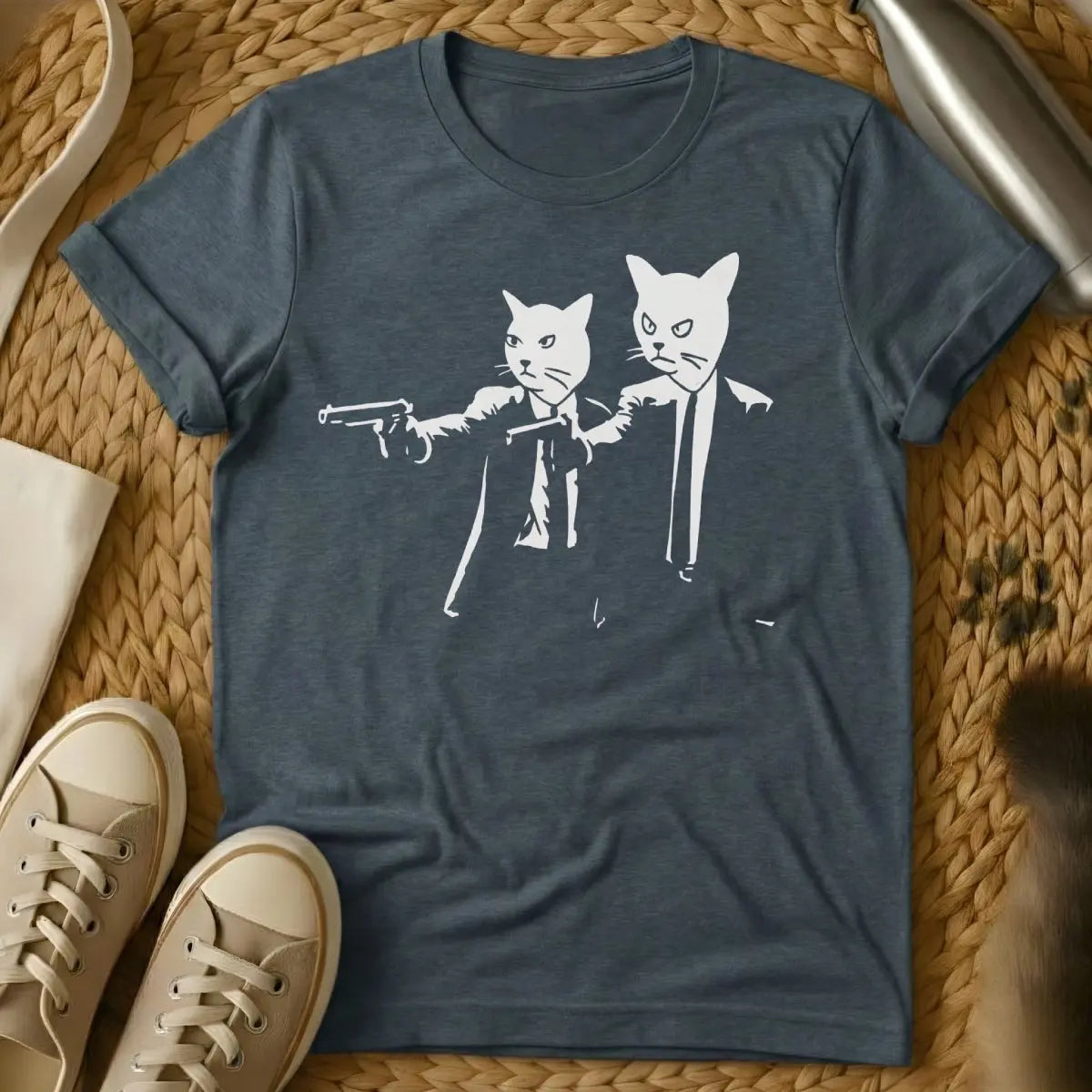 Pulp Fiction Vincent and Jules Cat T-Shirt - Dark Heather Cat T-Shirt