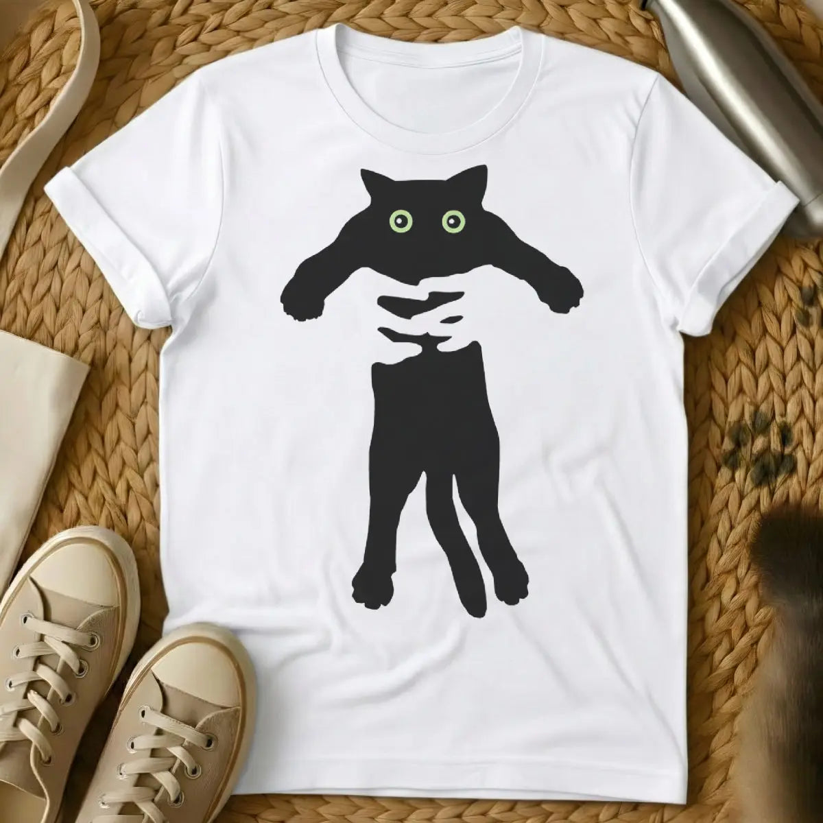 Cat Owner Cat Shirt - White T-Shirt - cat overlord humor, feline power dynamic, human servant tee