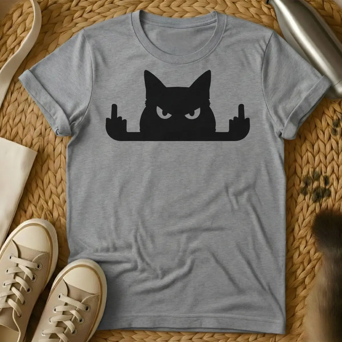 F*ck You Cat Shirt - Gray T-Shirt - anti-social cat, blunt humor, edgy streetwear