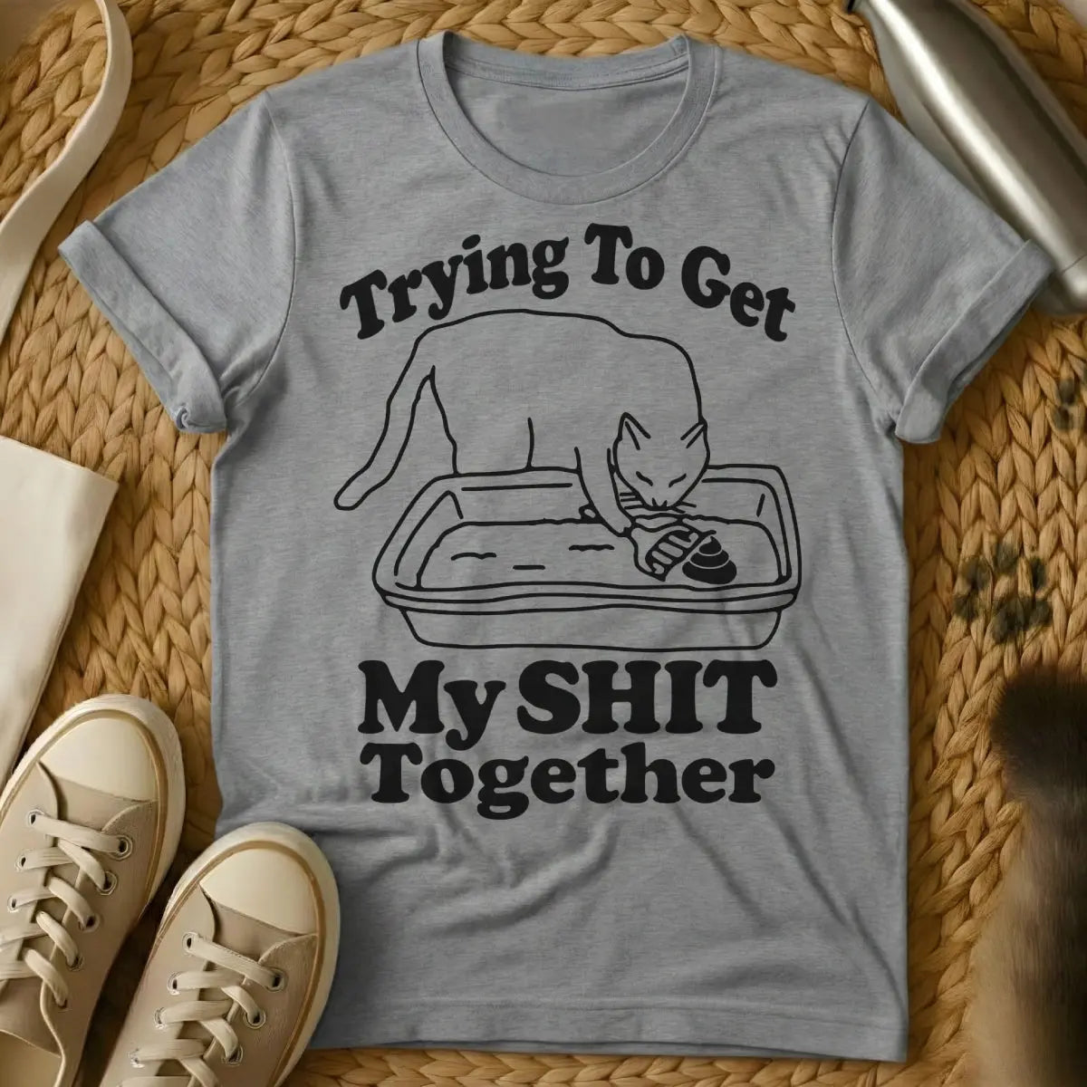 Getting My Sh*t Together Cat Shirt - Gray Cat T-Shirt
