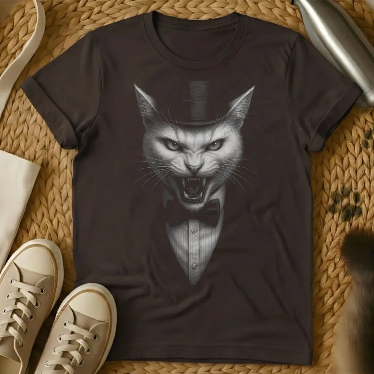 Vintage Cat Shirt - Dark Chocolate Cat T-Shirt
