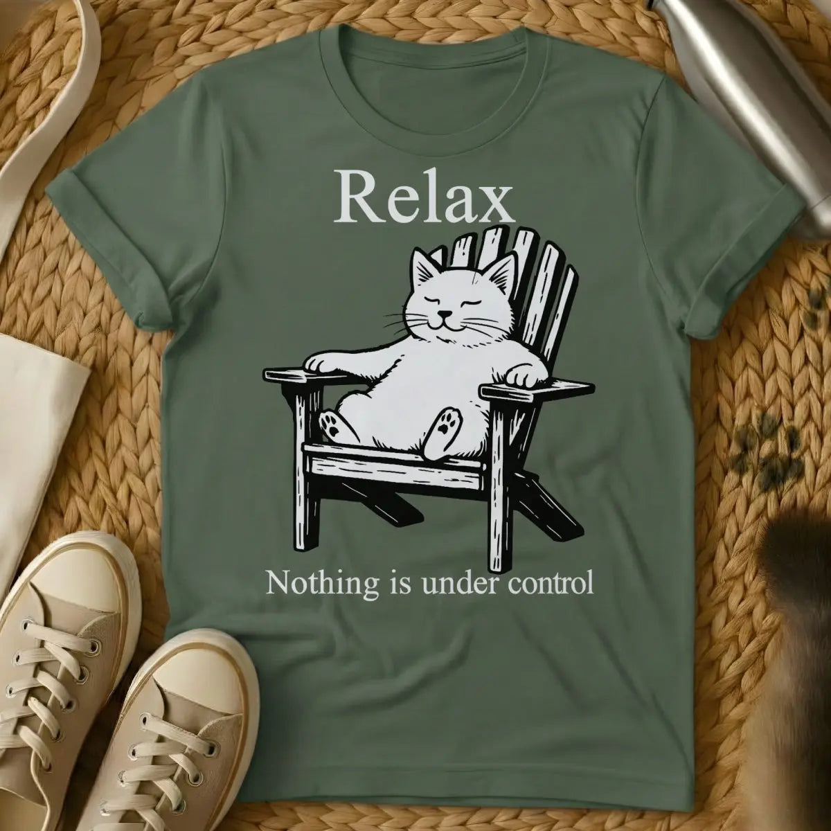 Relax Cat ShirtRelax Cat Shirt - Military Green Cat T-Shirt