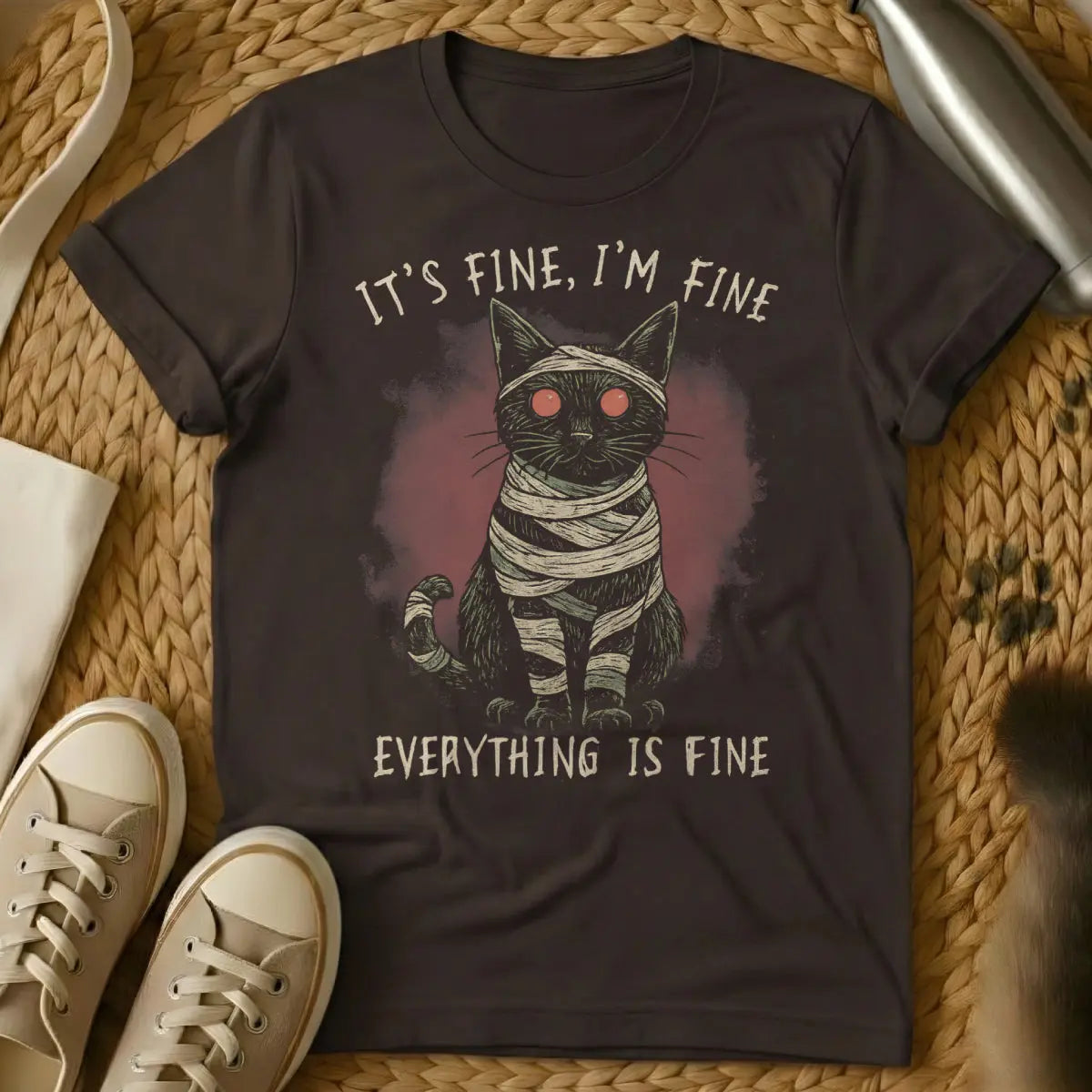 This Is Fine Shirt - Dark Chocolate Cat T-Shirt